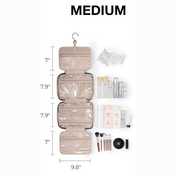 BAGSMART Medium Toiletry Bag Travel Bag with Hanging Hook Water-resistant EUC - Picture 2 of 11